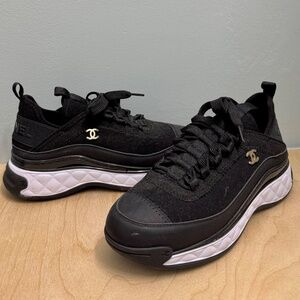CHANEL Velvet Sneakers - Size 36